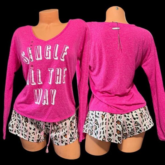 Victorias Secret Soft Cotton long sleeve top and drawstring shorts pajama set Xs - Picture 1 of 8